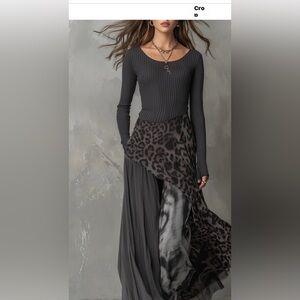 Futario bohemian leopard stripe maxi dress never worn.